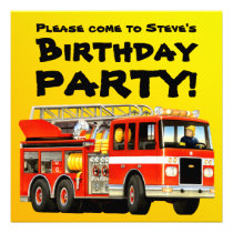 Custom Firetruck Party Invitations invitations