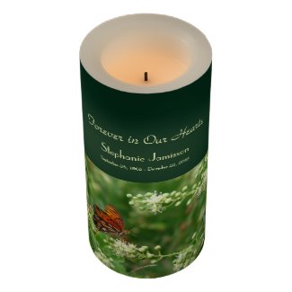 Custom Flameless Memorial Candle Orange Butterfly