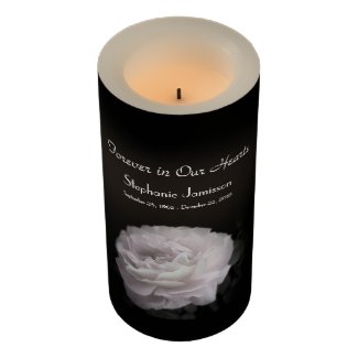 Custom Flameless Memorial Candle Pale Pink Rose