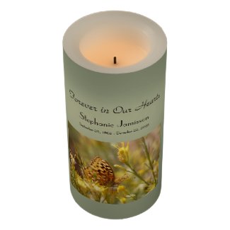 Custom Flameless Memorial Candle Yellow Butterfly