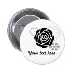 Custom Floral Black and Green Round Pin buttons