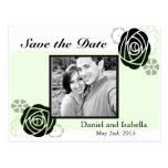 Custom Floral Black Green Save the Date Postcard postcards
