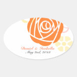 Custom Floral Orange Yellow Oval Sticker stickers