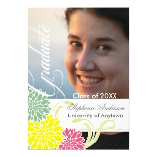 Custom floral photo graduation invitation