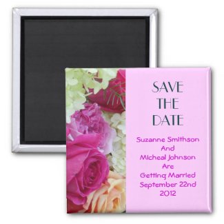 Custom Floral Rose Save The Date Wedding Magnet