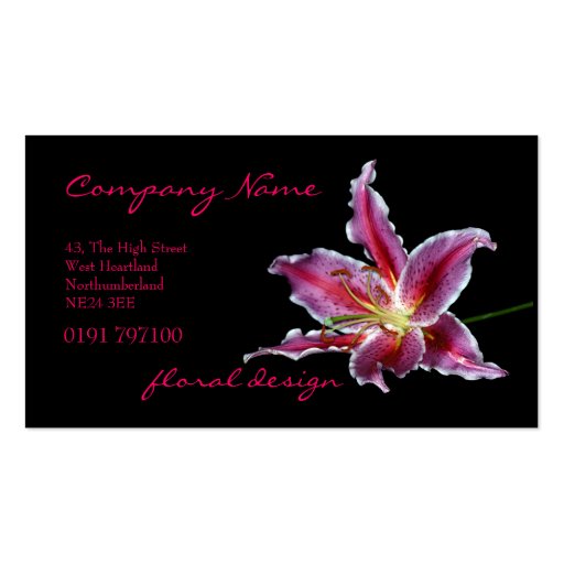Custom florist business card (front side)