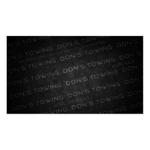 Custom for Don's Towing Business Card Templates (back side)