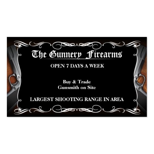 Custom FPistol Firearm Gun Shop Business Cards (front side)