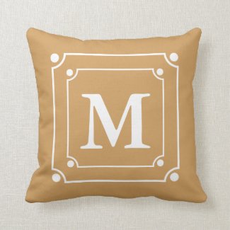 Custom Framed Monogram Solid Color Gold Throw Pillow
