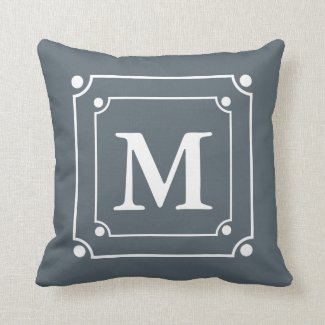 Custom Framed Monogram Solid Color Gray Pillows