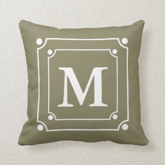 Custom Framed Monogram Solid Color Green Pillows