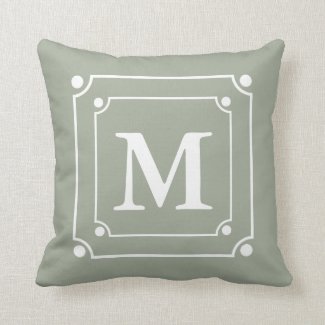 Custom Framed Monogram Solid Color Green Pillows