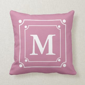 Custom Framed Monogram Solid Color Pink Pillow