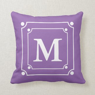 Custom Framed Monogram Solid Color Purple Pillow