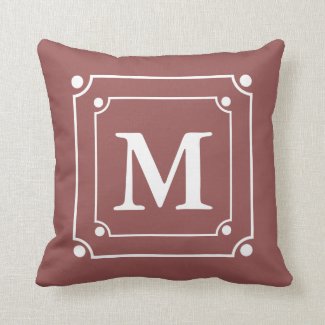 Custom Framed Monogram Solid Color Wine Red Throw Pillows