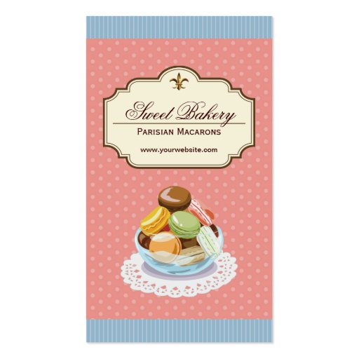 Custom French Parisian Macarons Dessert Store Business Cards (front side)