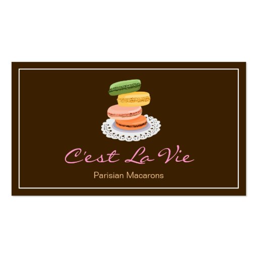 Custom French Parisian Macarons Dessert Store Business Card Templates (front side)