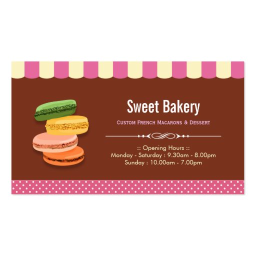 Custom French Parisian Macarons Macaroon Store Business Cards (front side)