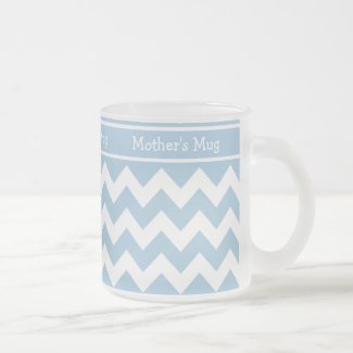 Custom Frosted Glass Mug, Blue and White Chevrons