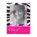 CUSTOM Funky Pink Zebra Graduation Announcement Postcard