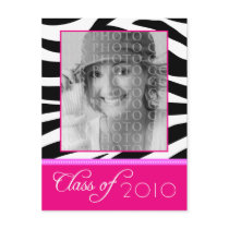 CUSTOM Funky Pink Zebra Graduation Announcement postcards