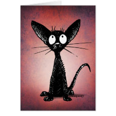 Custom funny and cute black oriental cat card 
