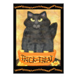 Custom Funny Black Cat Halloween Party Invitation