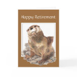 Custom, Funny Retirement, Otter, Watercolor Animal Greeting Cards