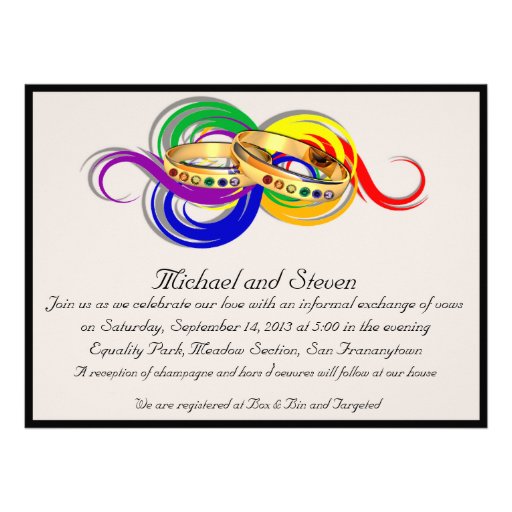 Custom Gay Wedding Invitations, Non-Formal