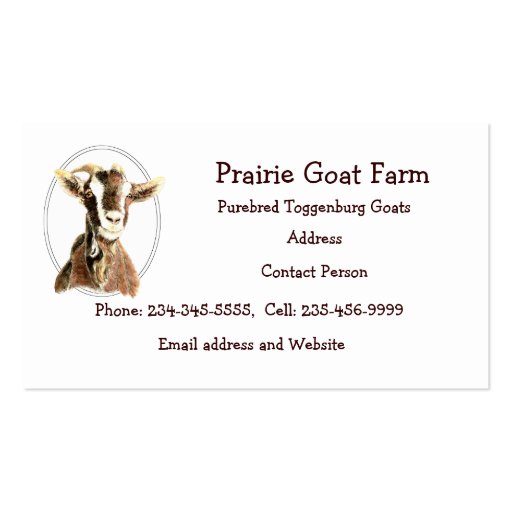 Custom Goat Farm Animal Business Card (front side)