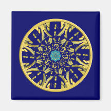 Custom Gold and Blue Lotus Mandala Magnet