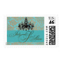 Custom Gold and Turquois postage stamp
