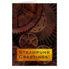 Custom Gold Brass and Steampunk Gears Card