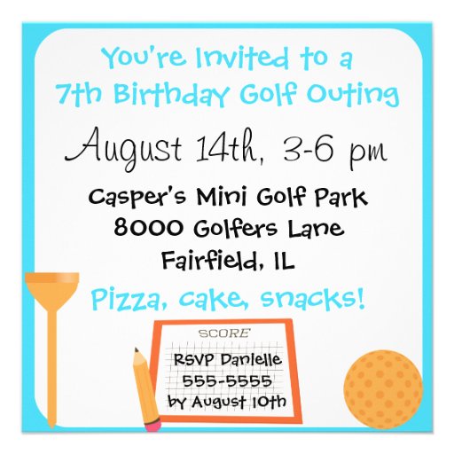 Custom Golf Outing Birthday Invitations