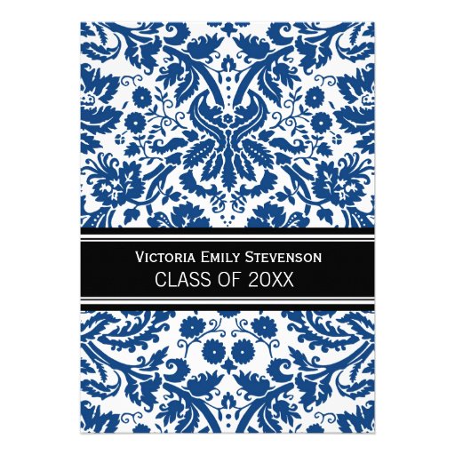 Custom Graduation Party Invitation Blue Black