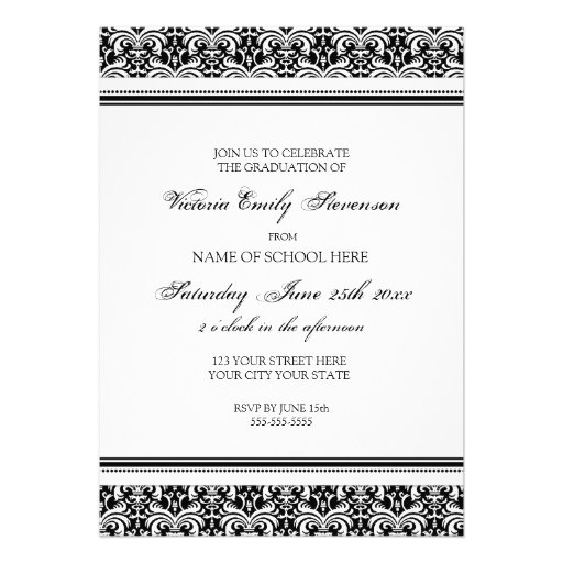 Custom Graduation Party Invitation Card Black