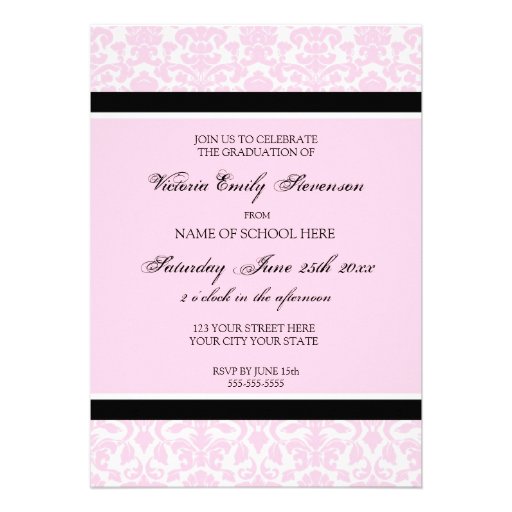 Custom Graduation Party Invitation Card Pink