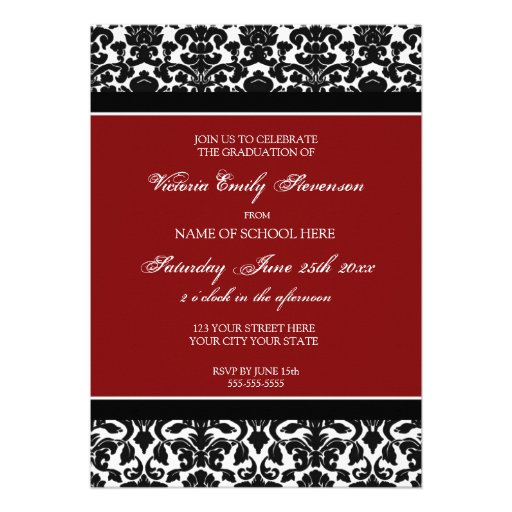 Custom Graduation Party Invitation Card Red