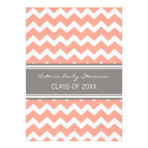 Custom Graduation Party Invitation Coral Chevron