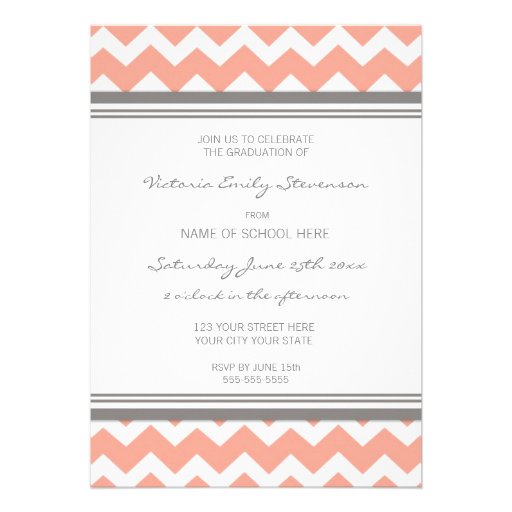 Custom Graduation Party Invitation Coral Chevron