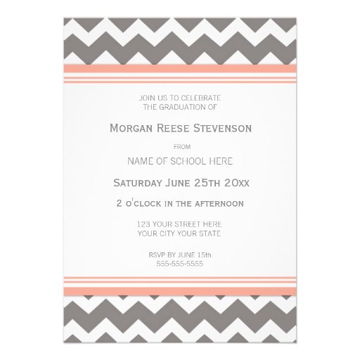 Custom Graduation Party Invitation Coral Chevron