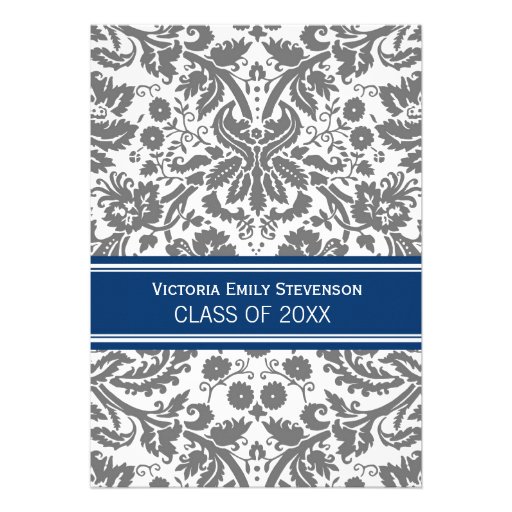 Custom Graduation Party Invitation Grey Blue