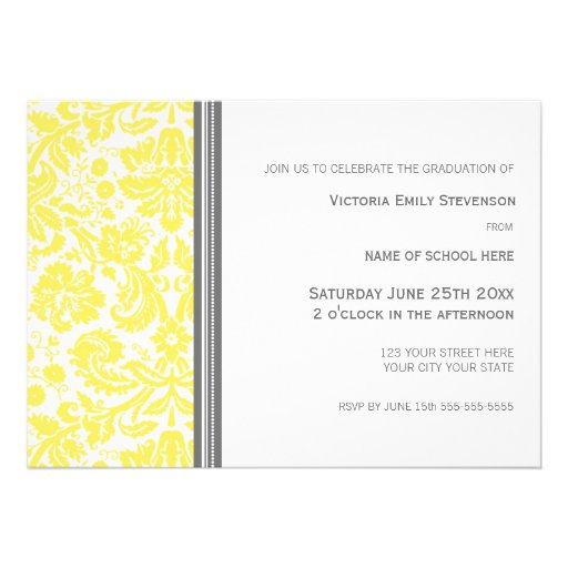 Custom Graduation Party Invitation Lemon Gray