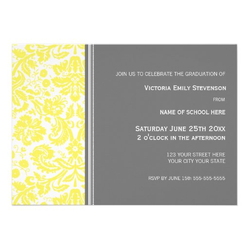 Custom Graduation Party Invitation Lemon Gray