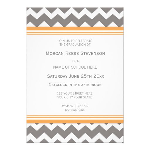 Custom Graduation Party Invitation Orange Chevron