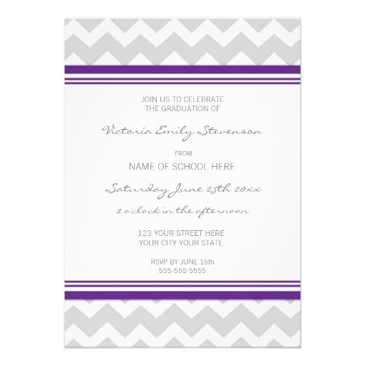 Custom Graduation Party Invitation Purple Chevron