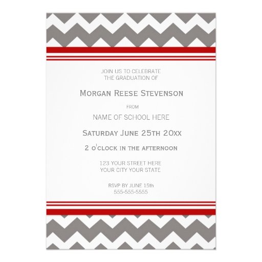 Custom Graduation Party Invitation Red Chevron