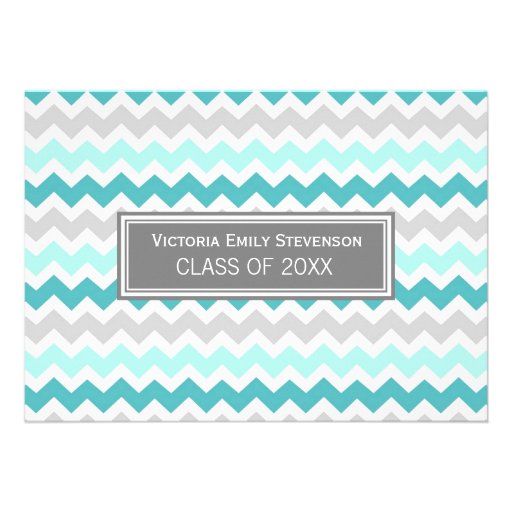 Custom Graduation Party Invitation Teal Chevron