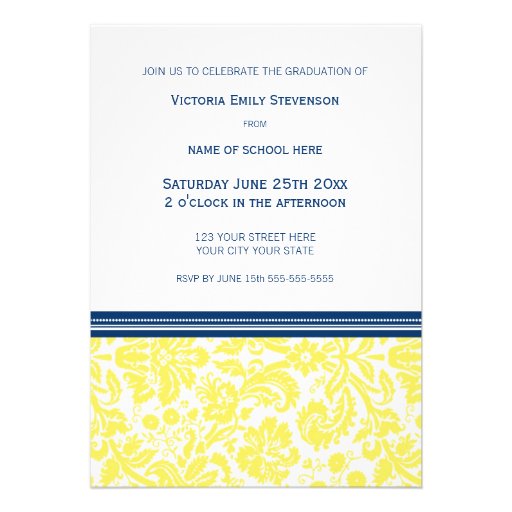 Custom Graduation Party Invitation Yellow Blue