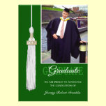 Custom Graduation Party Invite Green White Tassel invitations